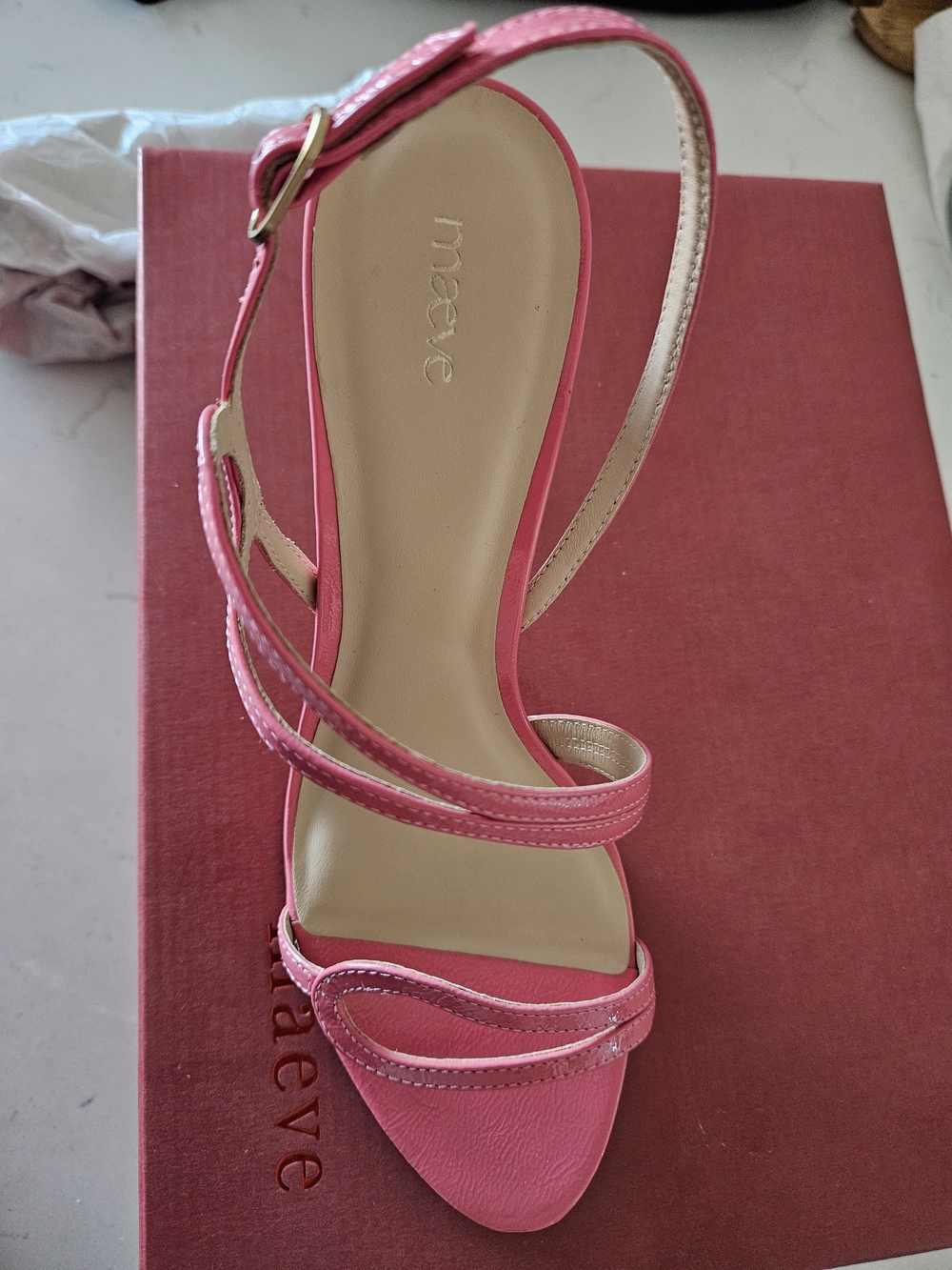 Anthropologie Pink Patent Strappy Heeled Sandals - Picture 8 of 9